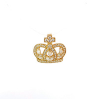 14K Yellow Gold Cz Crown Pendant