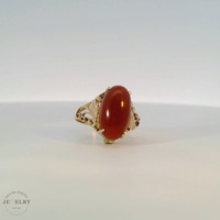 14k Yellow Gold Carnelian Gemstone Ring