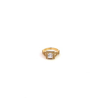 14K Yellow Gold Cz Halo Engagement Ring