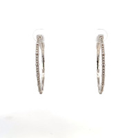 14K White Gold Diamond Hoop Flexible Earrings 0.20ct