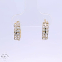 14k White Cz Huggies Earrings