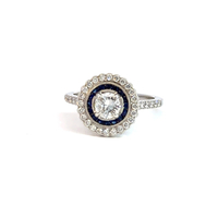 14K white gold halo engagement ring, 0.50ct F VS2 GIA