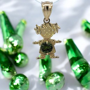 14Kt May Birthstone Little Girl Pendant 