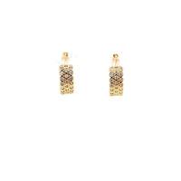 14K Yellow Gold Cz Huggie Earrings