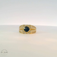 14k Yellow Gold Blue Gemstone Signet Ring