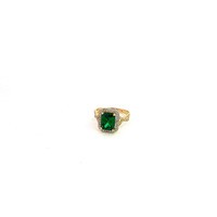 14K Yellow Gold Square Green Cz Ring 