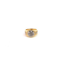 14K Two-Tone Gold Diamond-Cut Signet Ring