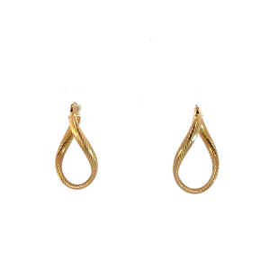 Ladies 14k Yellow Gold Twist Hoop Earrings 