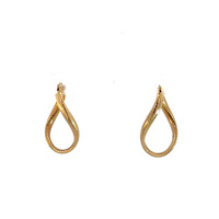 14kt Yellow Gold Ribbed Cut Twisted Hoop Earrings