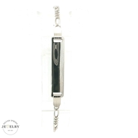 14k White Gold Childs Figaro Link ID Bracelet, 6.5 inch 
