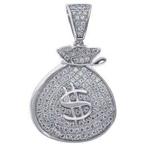 Money Bag 925 Sterling Silver Cubic Zirconia Pendant