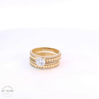 14k Yellow Gold Round Cubic Zirconia Bridal Set