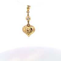 14K Yellow Gold Heart Dangle Pendant 