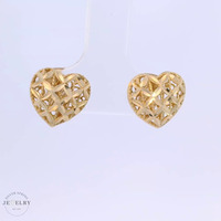 14k Diamond Cut Heart-Shaped Studs Earrings 