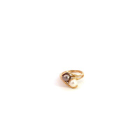 14K Yellow Gold Pearl & Diamond Ring 