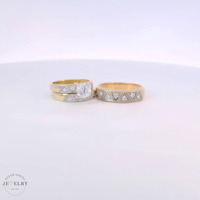 14k Yellow Gold Round Cubic Zirconia Trio Set