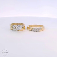 14k Yellow Gold Round Cubic Zirconia Trio Set