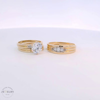 14k Yellow Gold Round Cubic Zirconia Trio Set