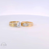 14k Yellow Gold Round Cubic Zirconia Trio Set