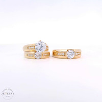 14k Yellow Gold Round Cubic Zirconia Trio Set