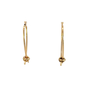 14k yellow gold, Hoop Earrings with a love knot