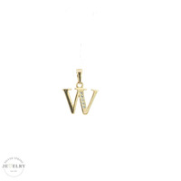 14K Yellow Gold "W" Initial Pendant