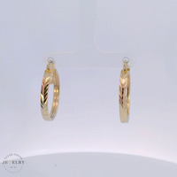 14K Yellow Gold Tricolor Diamond Cut Hoops