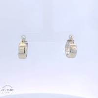  14k White Gold Clip Back Hoop Earrings