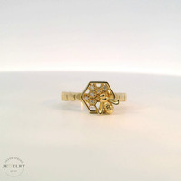 14k Yellow Gold Bee & Honey Comb Ring