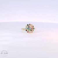 14k Yellow Gold Rainbow Thin Band Ring