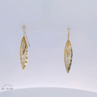 14K Yellow Gold Double Leaf Dangle Earrings