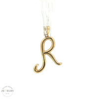 14K Yellow Gold "R" Initial Pendant 