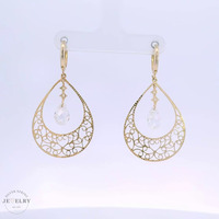 14k Dangle Filigree Drop Earrings 