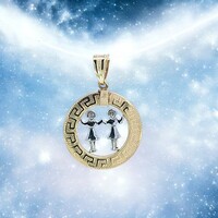 14Kt Gemini Round Pendant two-tone, 1.70 Grams