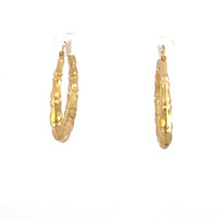 14k Bamboo Style Hoop Earrings