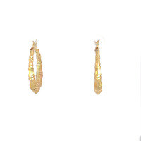 14kt Yellow Gold Bamboo Style Hoop Earrings