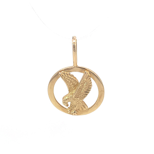 14Kt Yellow Gold Eagle in-a cirlce Pendant 