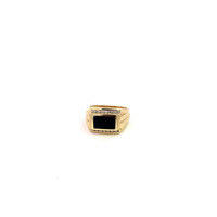 14K Yellow Gold Onyx and Diamond Signet Ring 