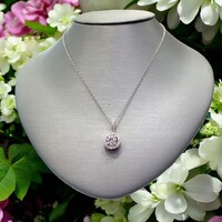 Silver Necklace Cable Link with CZ Pendant 18"