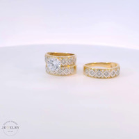 14k Yellow Gold Round Cubic Zirconia Trio Set