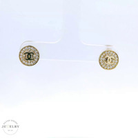 14k Cubic Zirconia "CC" Stud Earrings