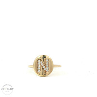 14K Yellow Gold "N" Initial Ring