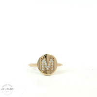 14K Yellow Gold "M" Initial Ring