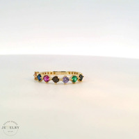 14k Yellow Gold Multi-Color Cubic Zirconia Ring 