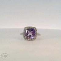 10k White Gold Purple Square Gemstone Ring