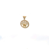 14K Yellow Gold CZ Crown Pendant 