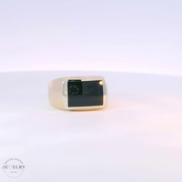 14k Yellow Gold Black Enamel Signet Ring