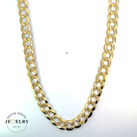 14k Yellow Gold Diamond Cut Curb Link Chain