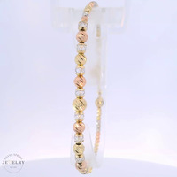 14k Tri-Color Beaded Link Escalating Bracelet