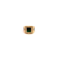 14K Two-Tone Gold Green Cz Signet Ring